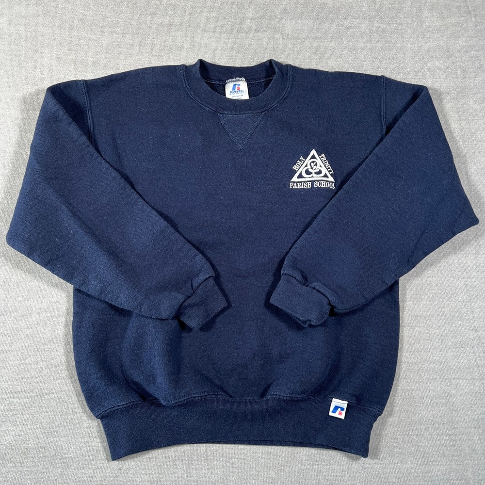 Russell Athletic Holy Trinity School Crewneck Sweatshirt Kids Medium Navy Blue